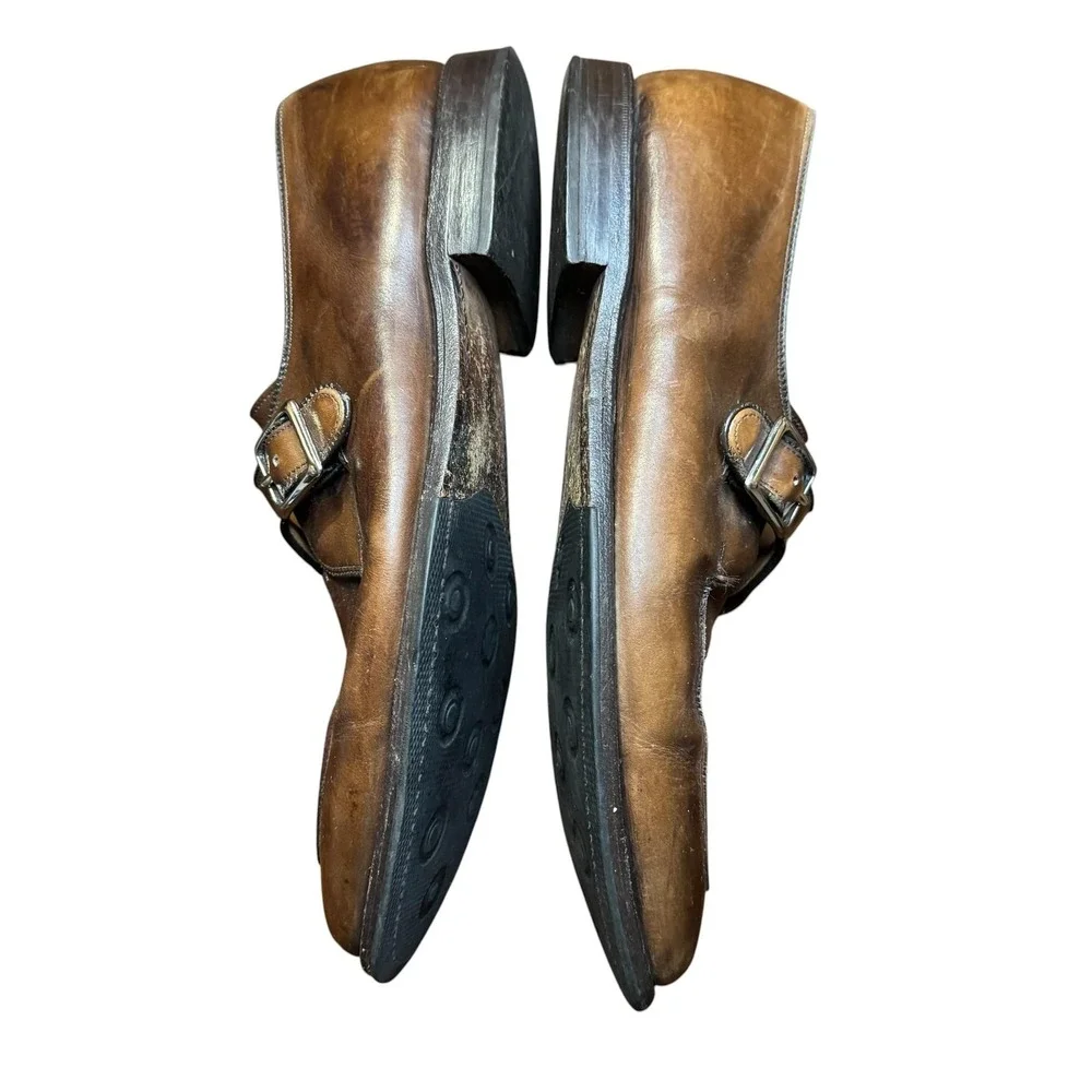 Allen Edmonds Thayer Shoes Mens Size 12 Brown Leather Monk Strap Dress Buckle